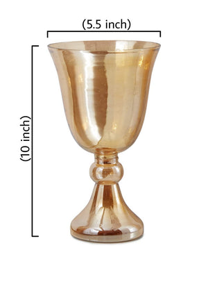 Serene Spaces Living Amber Luster Glass Pedestal Vase, Tall Vase For Centerpiece for Home Decor, Events, Weddings, Measures 10" Tall & 5.5" Diameter