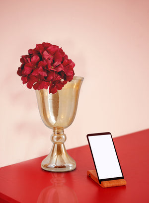 10" Amber Luster Glass Pedestal Vase