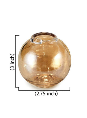 Serene Spaces Living Set of 4 or 48 Clear/ Amber Ball Glass Bud Vase, Short Vases For Centerpieces for Home Decor, Events, Weddings, Measures 3" Tall & 2.75" Diameter
