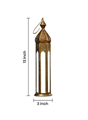Vintage Hexagon Lantern, 3" Diameter & 13" Tall