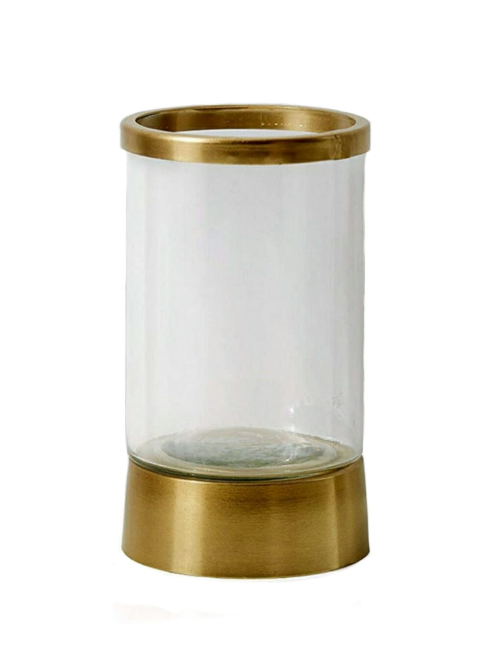 Gold Rimmed Glass Cylindrical Hurricane, in 2 Sizes