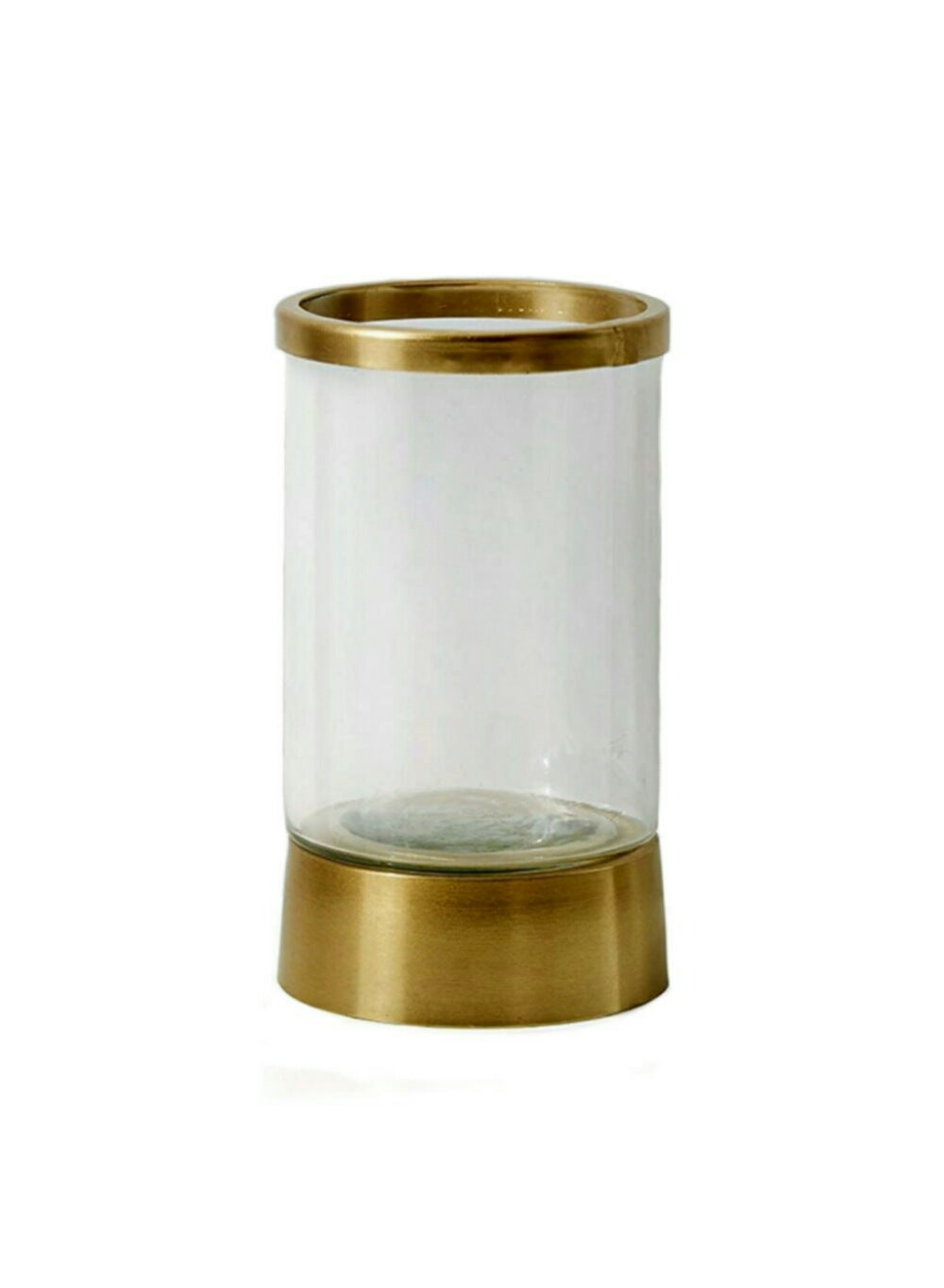 Gold Rimmed Glass Cylindrical Hurricane, in 2 Sizes