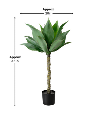 Artificial Agave Tree in Black Pot, 20" Diameter & 35" Tall