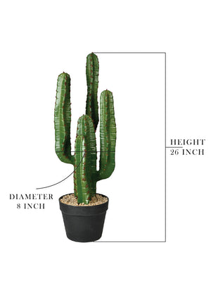 Faux Candelabra Cactus in Black Pot, 8" Diameter & 26" Tall
