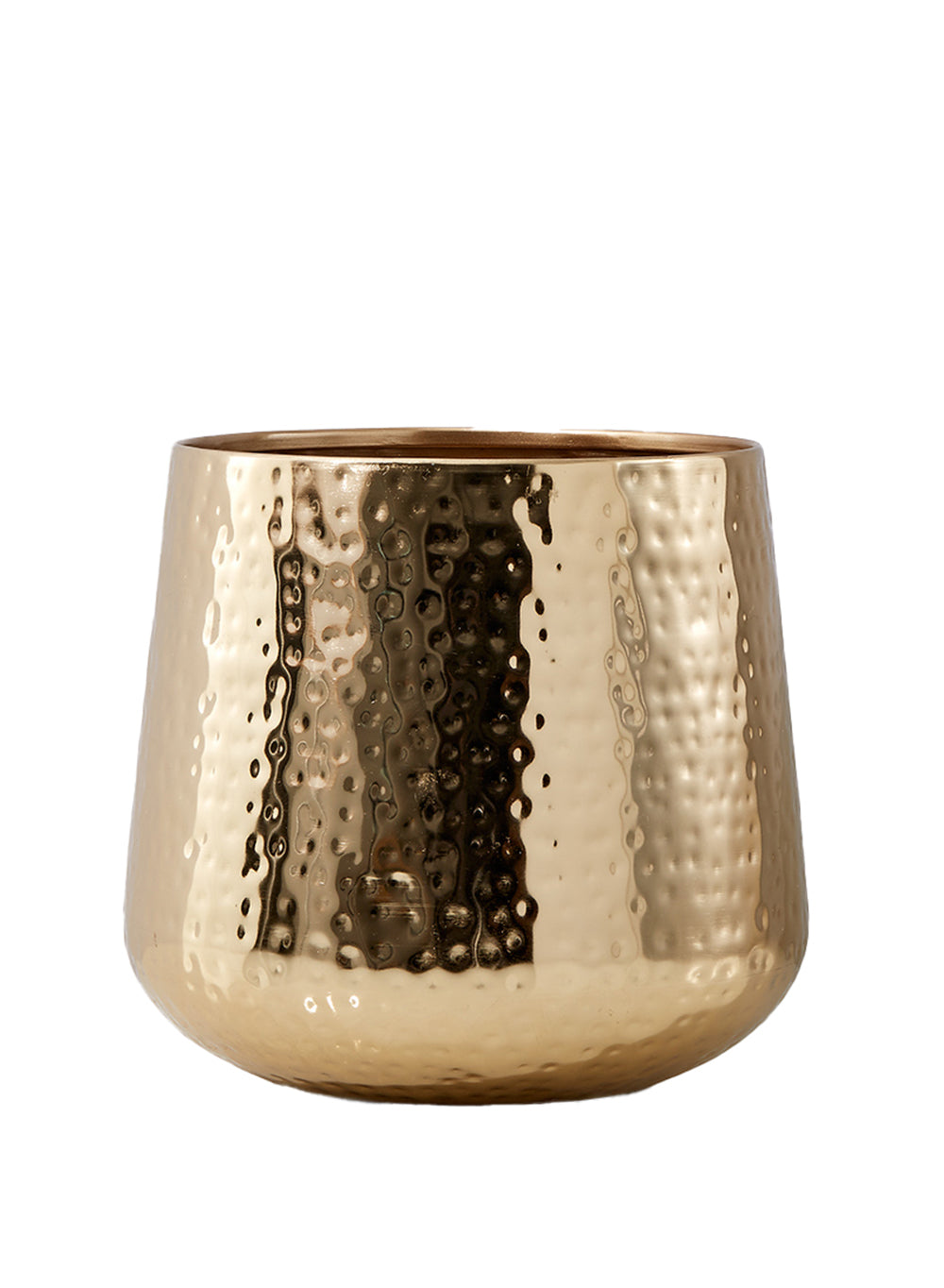 Shiny Hammered Gold Pot Vase, In 2 Sizes