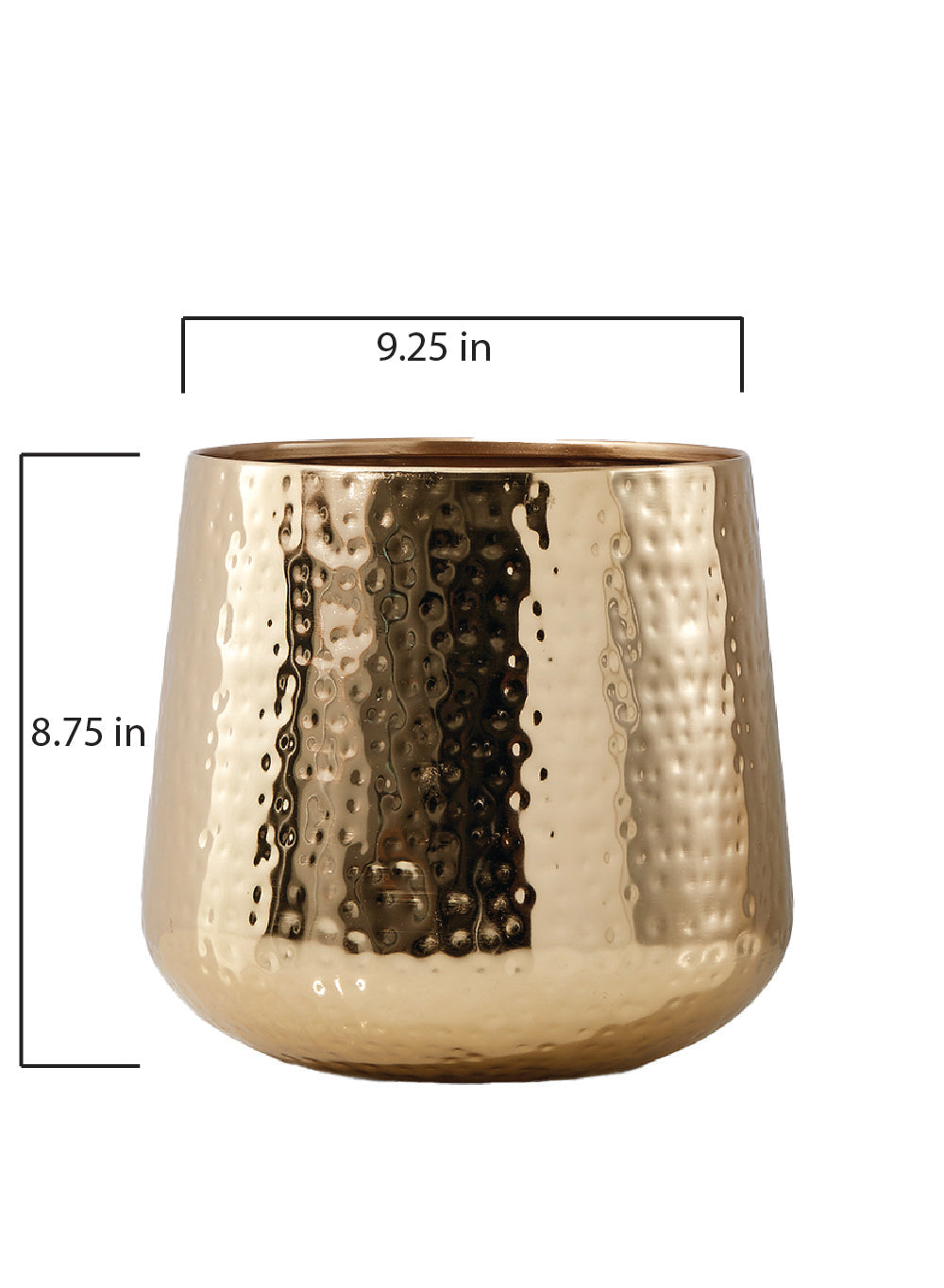 Shiny Hammered Gold Pot Vase, In 2 Sizes