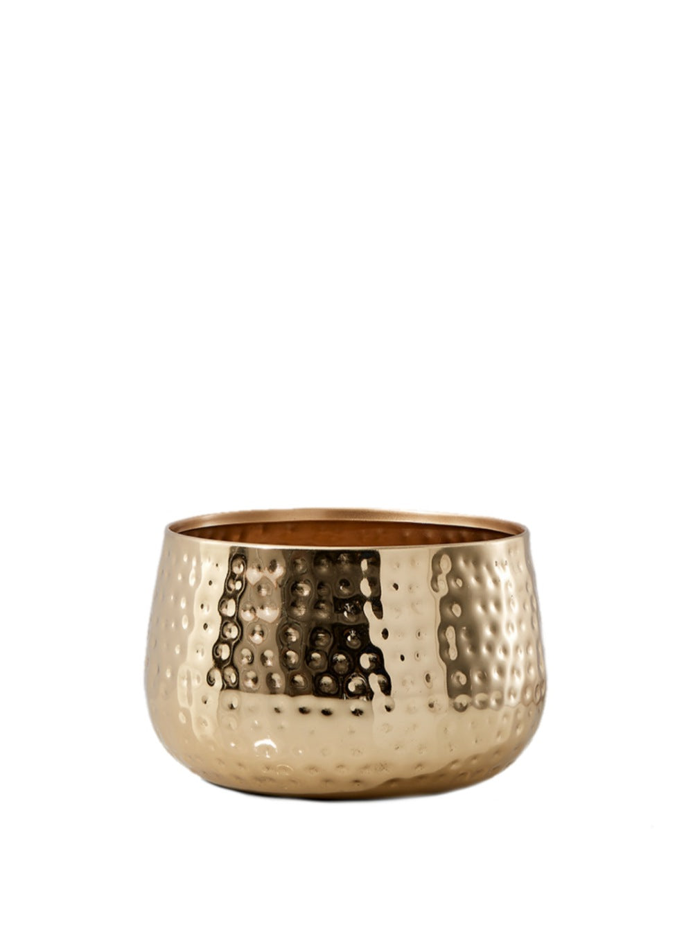 Shiny Hammered Gold Pot Vase, In 2 Sizes