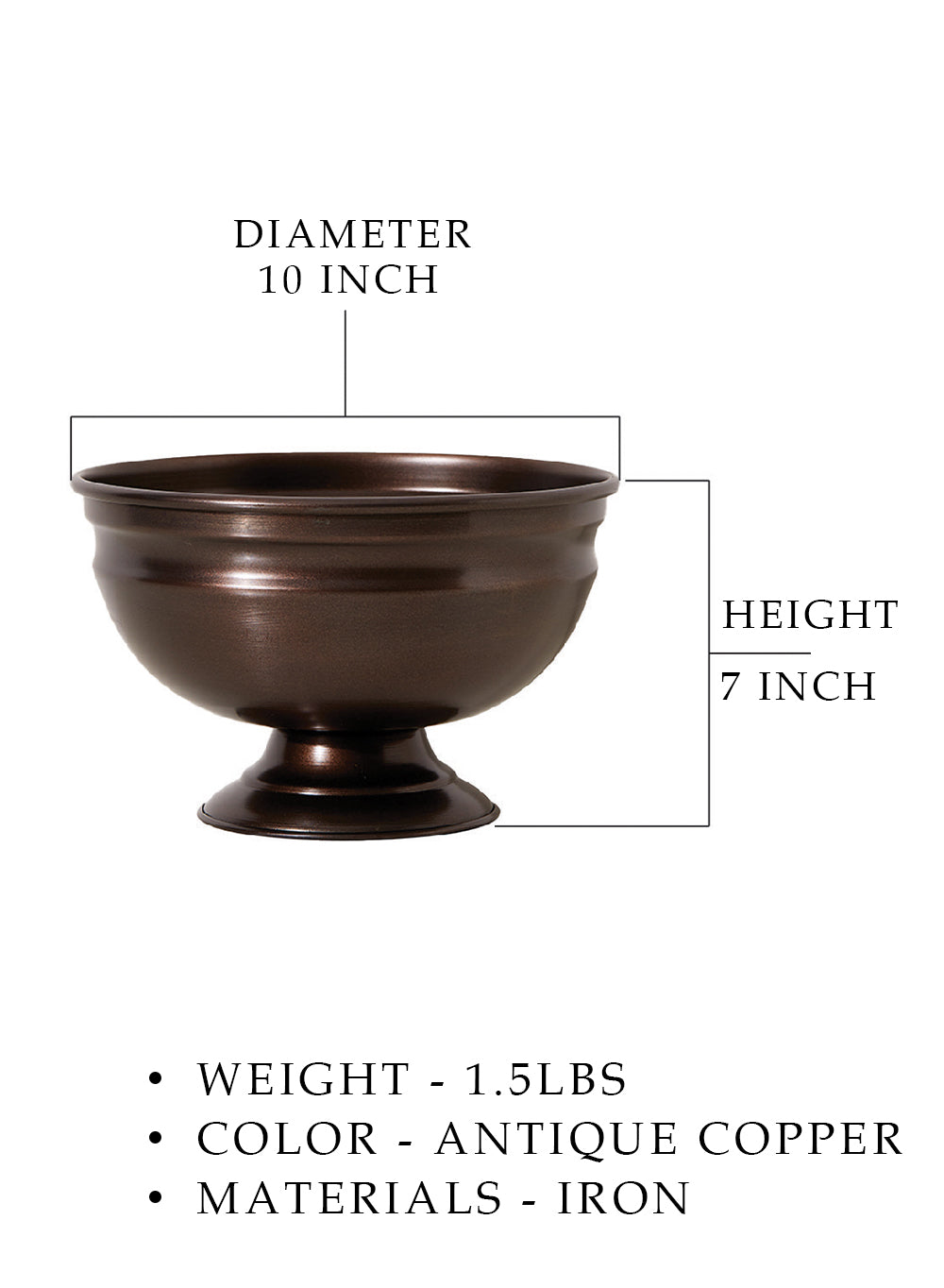 Antique Copper Pedestal Bowl, in 3 Sizes