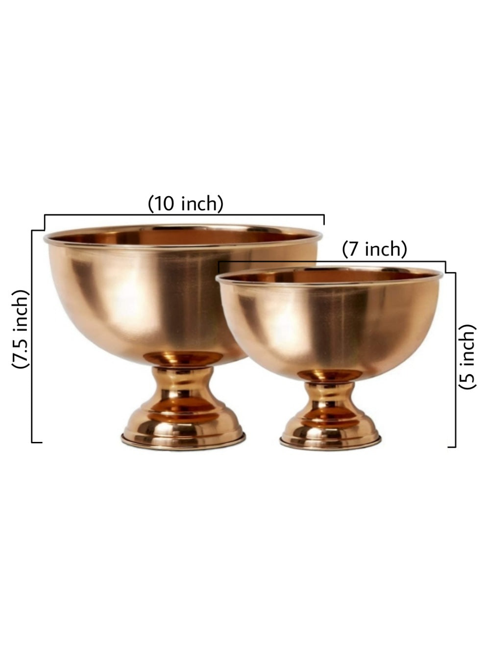 Copper Finish Pedestal Bowl, in 2 Sizes