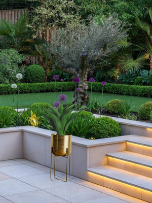 Gold Planter with Detachable Metal Stand, in 3 Sizes