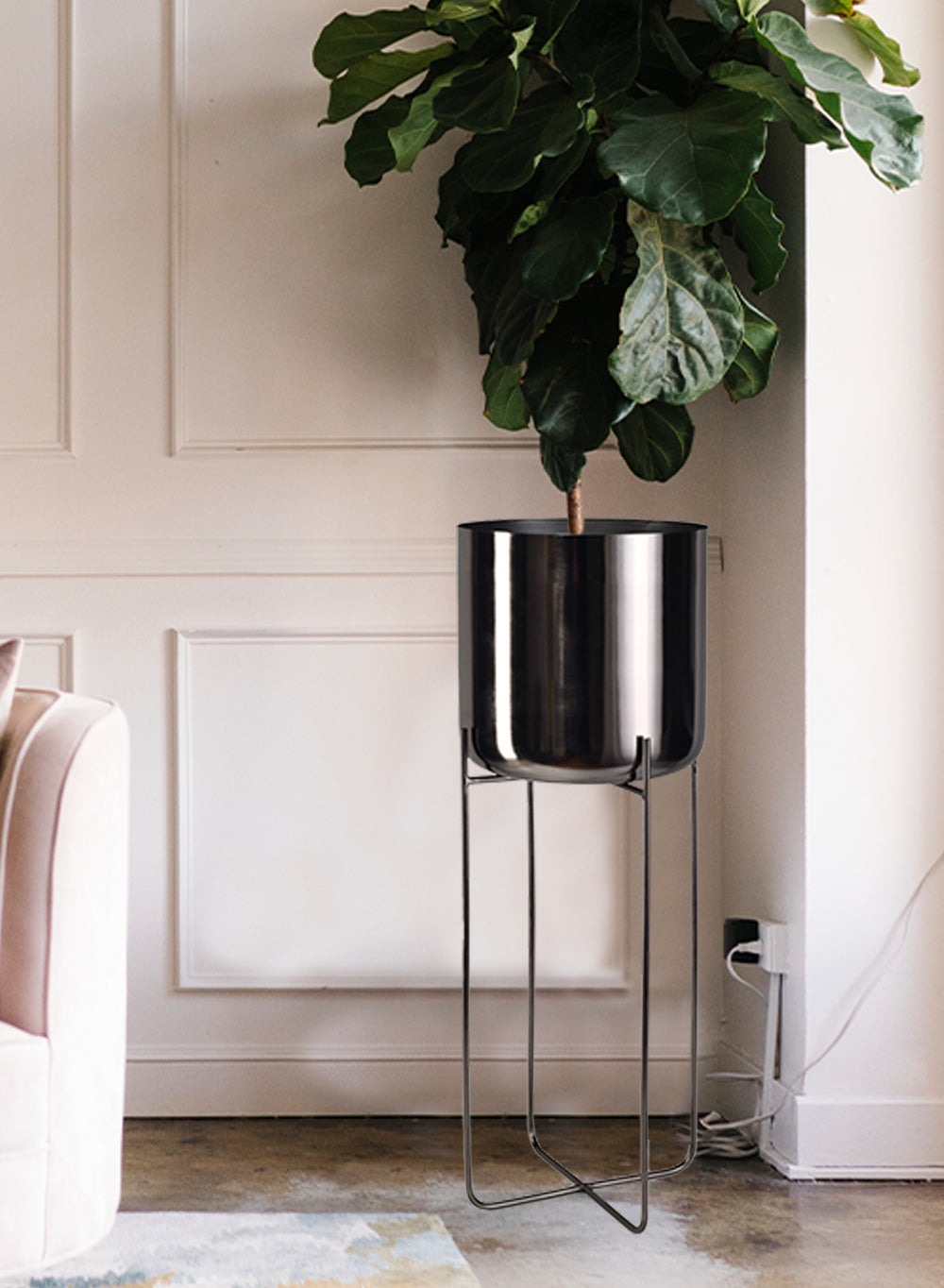 Black Nickel Planter with Detachable Stand, In 2 Sizes