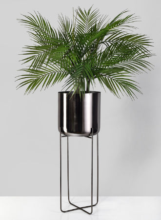 Serene Spaces Living Black Nickel Planter with Detachable Stand, In 2 Sizes
