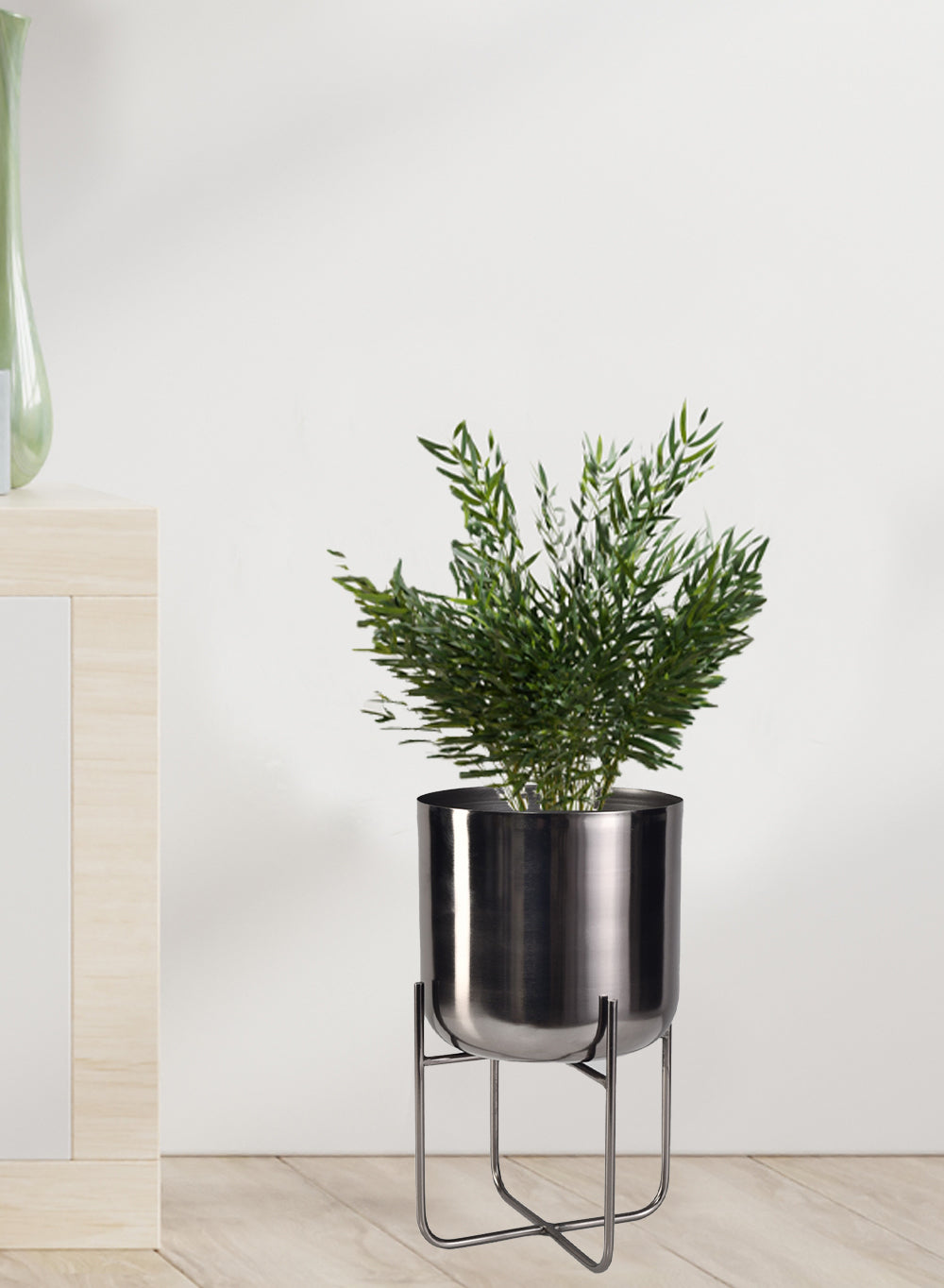 Black Nickel Planter with Detachable Stand, In 2 Sizes