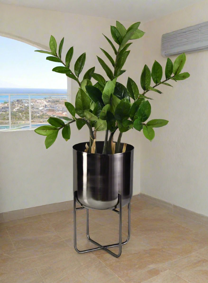 Black Nickel Planter with Detachable Stand, In 2 Sizes