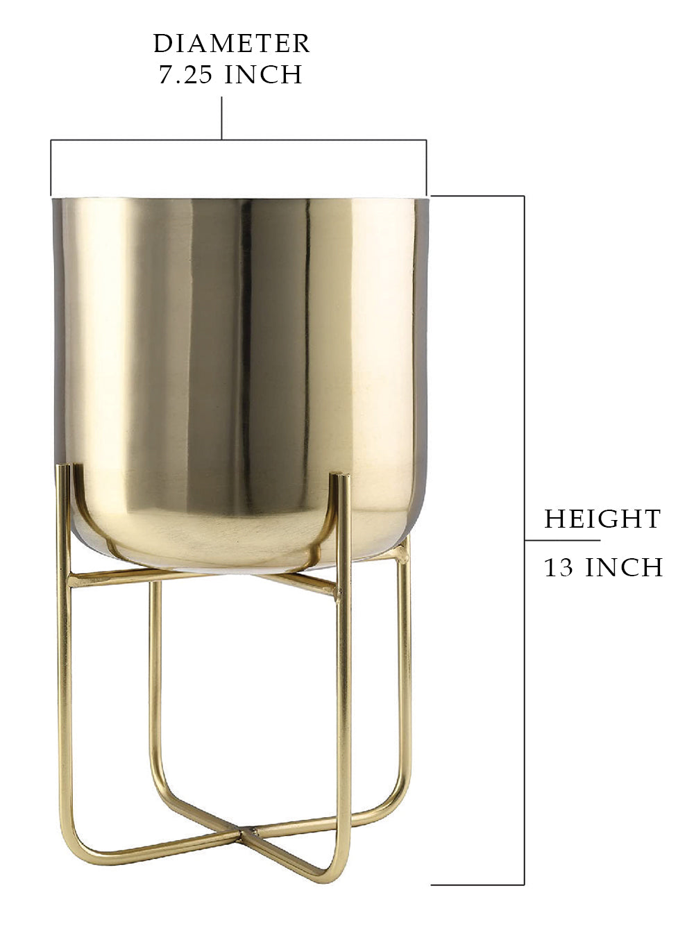 Gold Planter with Detachable Metal Stand, in 4 Sizes