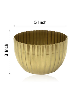 Serene Spaces Living Pale Gold Bowl, Scalloped Floral Accent, Set of 2, Each Measures 3" Tall and 5" Diameter