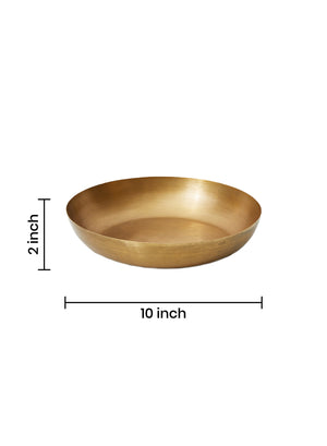 Serene Spaces Living Smooth Gold Round Decorative Iron Bowl, 10" Dia & 2" Tall