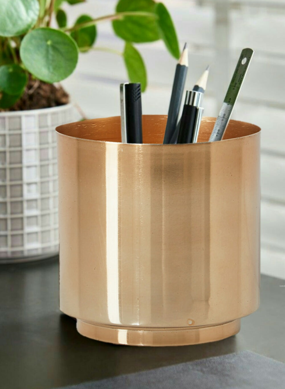 Cylindrical Shiny Finish Vase, 4" Diameter & 4" Tall, Available in 2 Color