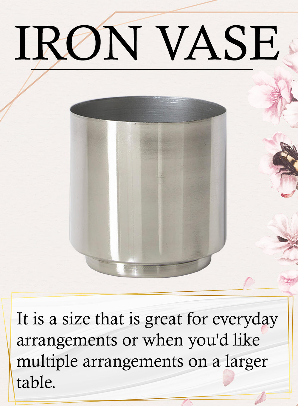 Cylindrical Shiny Finish Vase, 4" Diameter & 4" Tall, Available in 2 Color