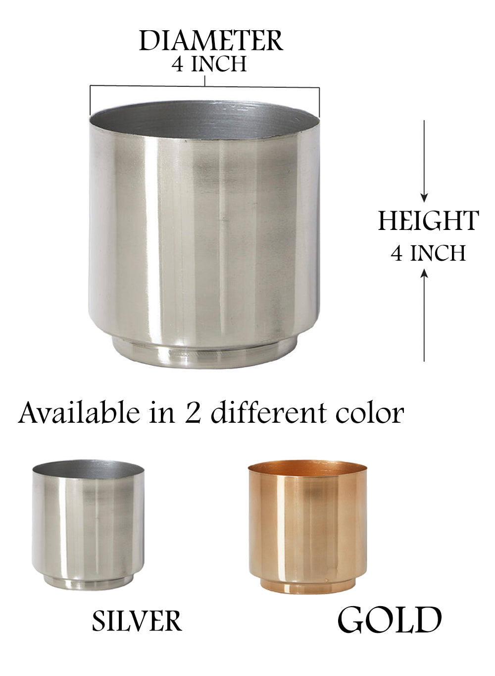 Cylindrical Shiny Finish Vase, 4" Diameter & 4" Tall, Available in 2 Color