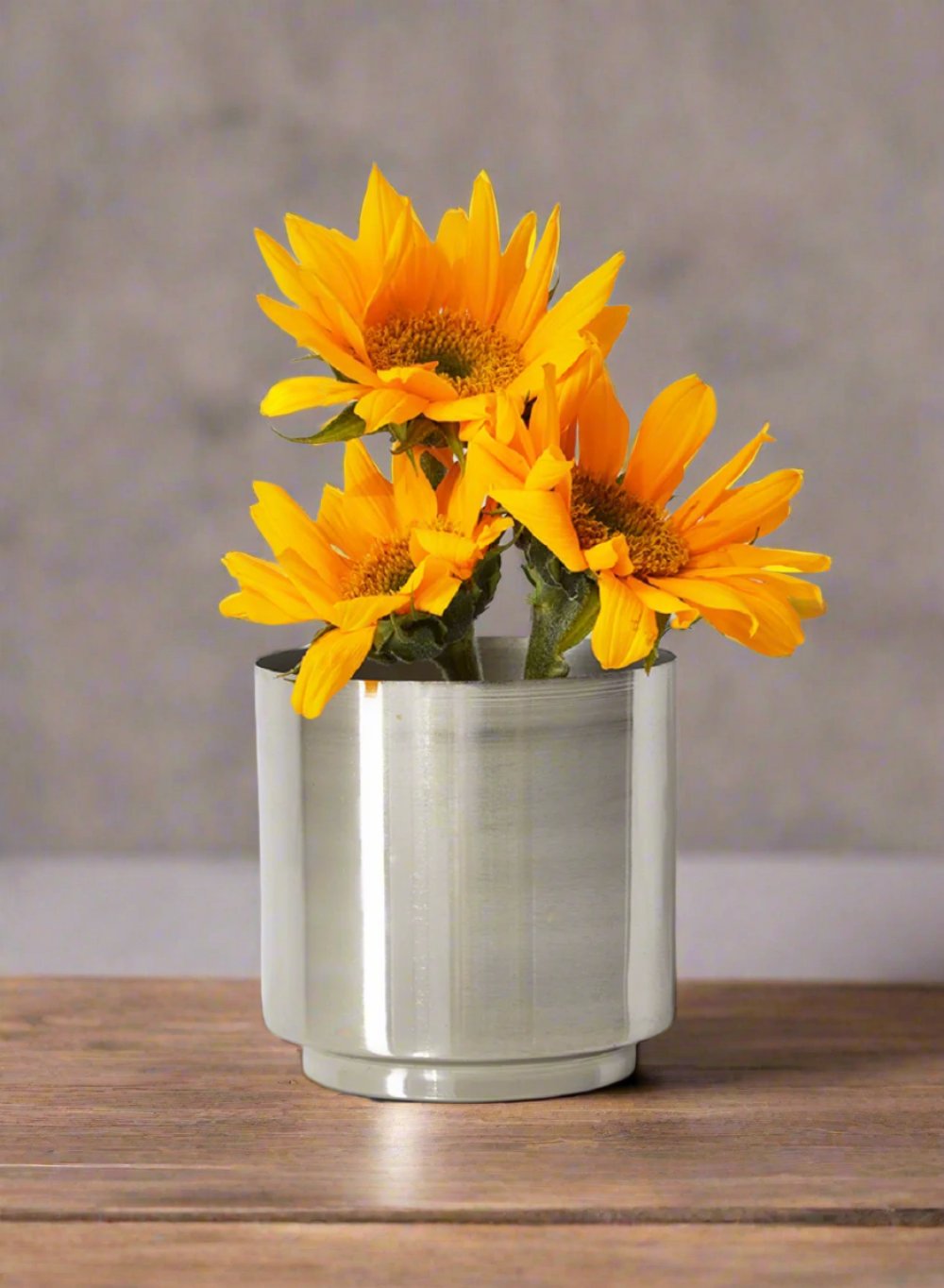 Cylindrical Shiny Finish Vase, 4" Diameter & 4" Tall, Available in 2 Color