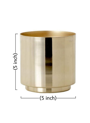 Shiny Gold Cylinder Vase, 5" Diameter and 5" Tall, Set of 4