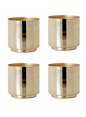Shiny Gold Cylinder Vase, 5" Diameter and 5" Tall, Set of 4