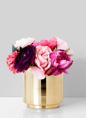 Shiny Gold Cylinder Vase, 5" Diameter and 5" Tall