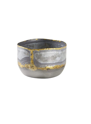 Serene Spaces Living Decorative Zinc Bowl with a Touch of Gold, Modern Accent Piece, Measures 3.25" Tall and 5" Diameter, Sold Individually and in a Set of 4