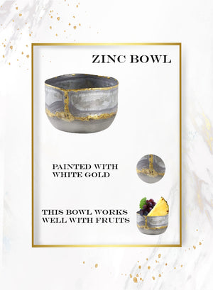 Serene Spaces Living Decorative Zinc Bowl with a Touch of Gold, Modern Accent Piece, Measures 3.25" Tall and 5" Diameter, Sold Individually and in a Set of 4