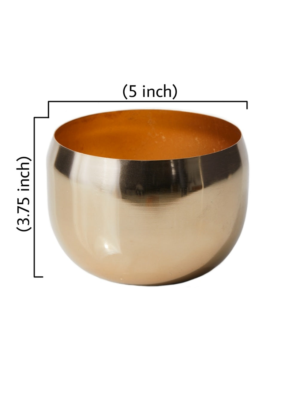 Light Gold-Finish Iron Bowl, 5" Diameter & 3.75" Tall