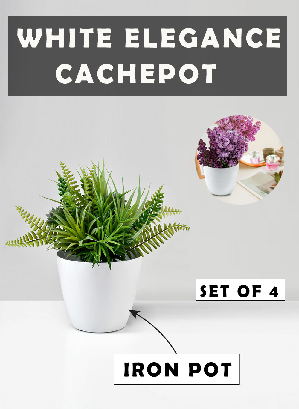 Metal Cachepot, in 3 Colors