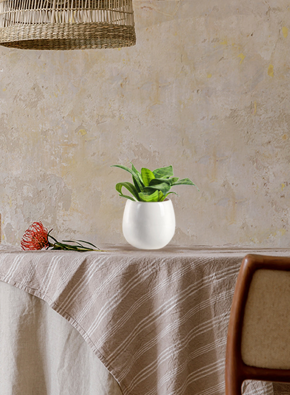 White Ceramic Cup-Shaped Vase, in 4 Sizes