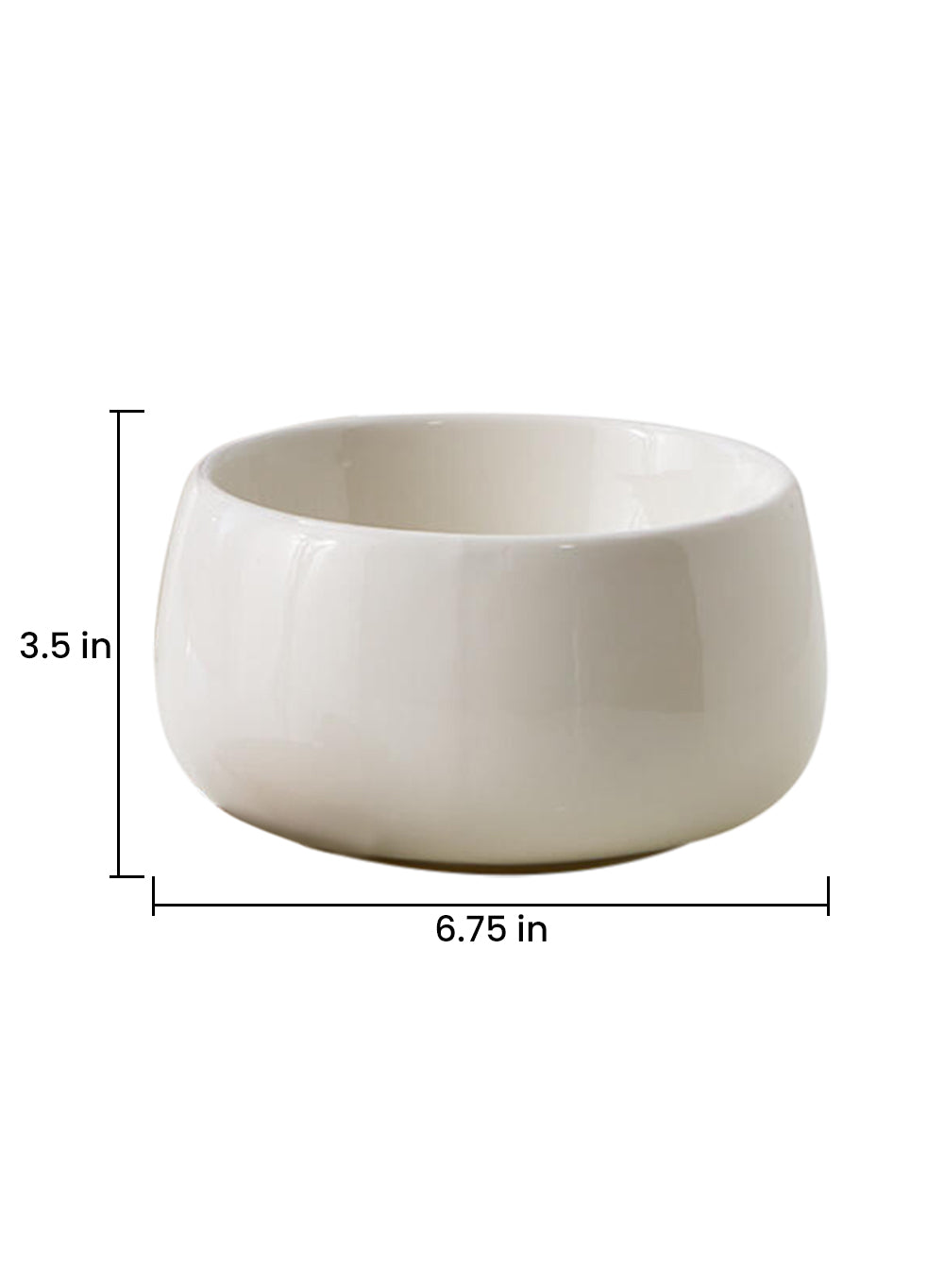 Glossy White Ceramic Bowl, Round Floral Vase, in 2 Sizes