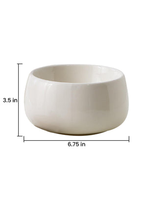 Glossy White Ceramic Bowl, Round Floral Vase, in 2 Sizes