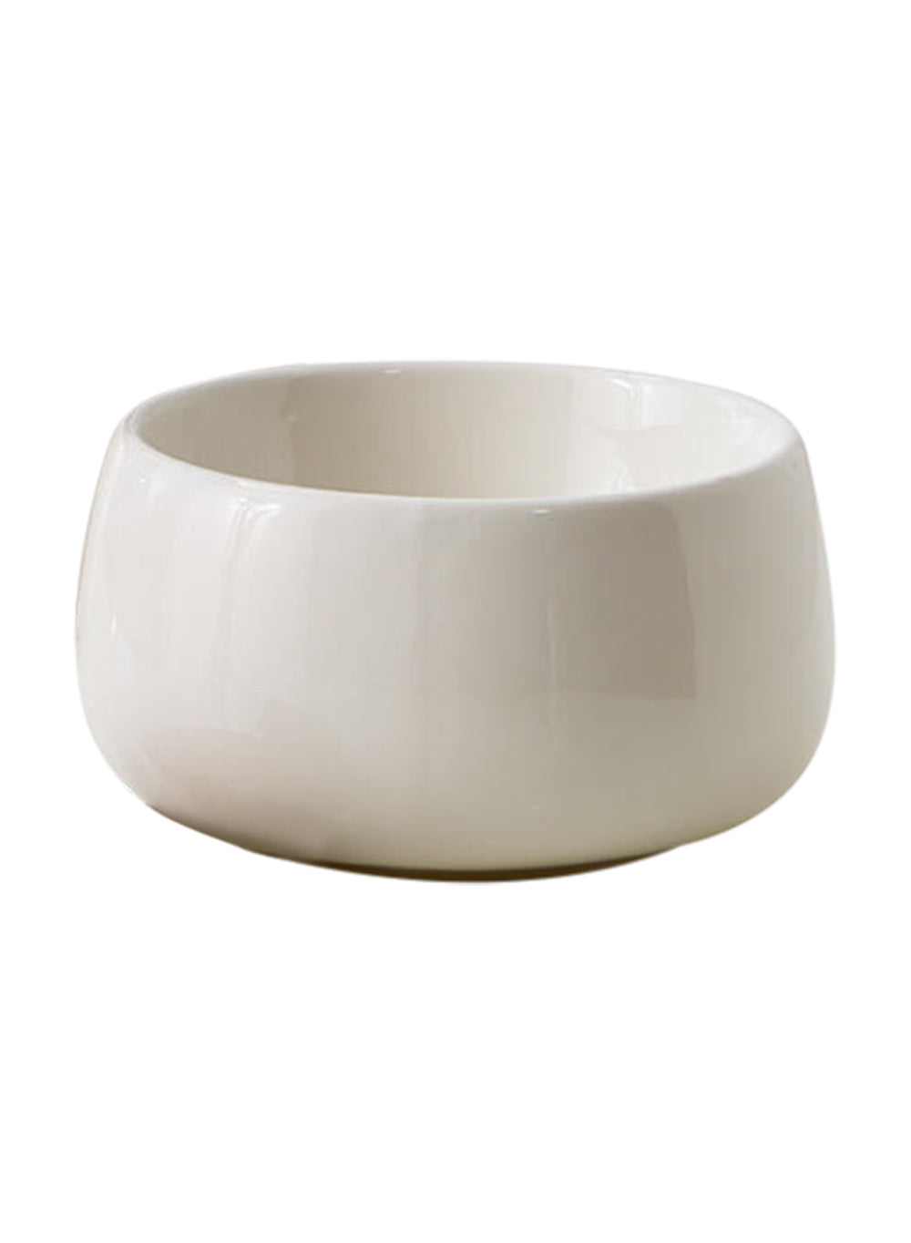 Glossy White Ceramic Bowl, Round Floral Vase, in 2 Sizes