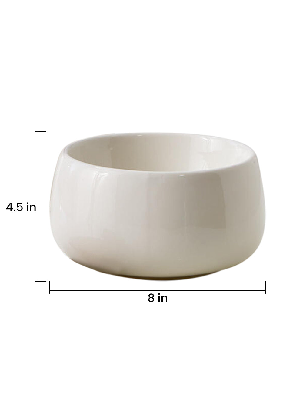 Glossy White Ceramic Bowl, Round Floral Vase, in 2 Sizes