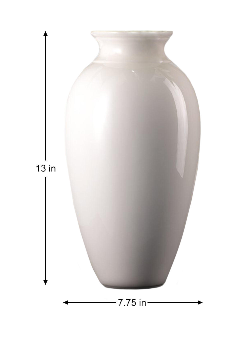 White Ceramic Urn Vase, In 3 Sizes