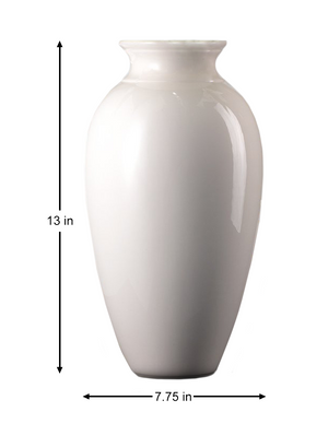 White Ceramic Urn Vase, In 2 Sizes