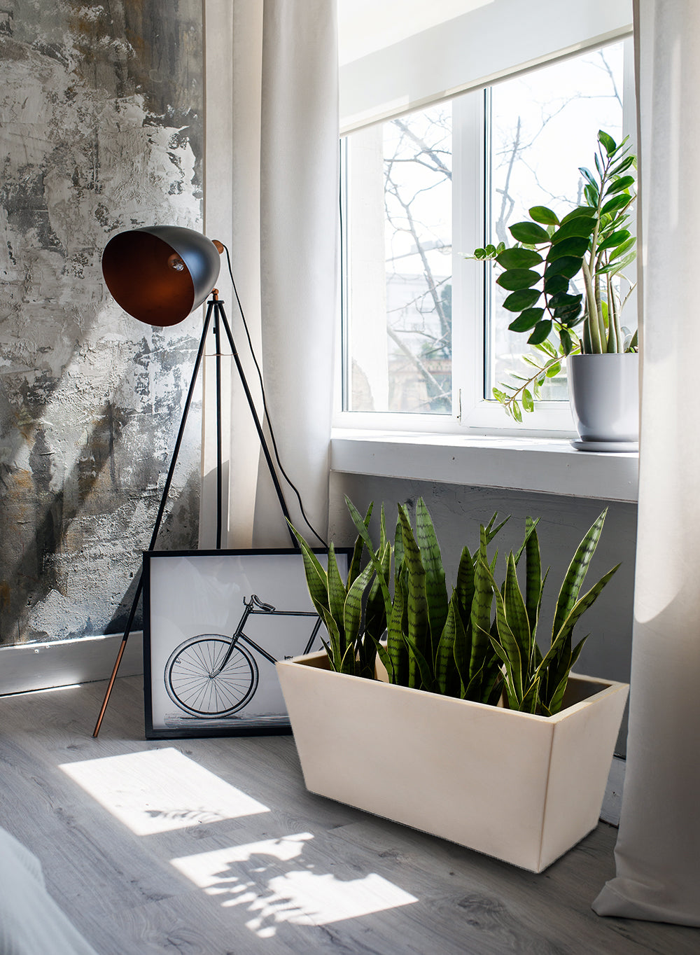 Vintage White Stone-Textured Planter Box, in 2 Sizes