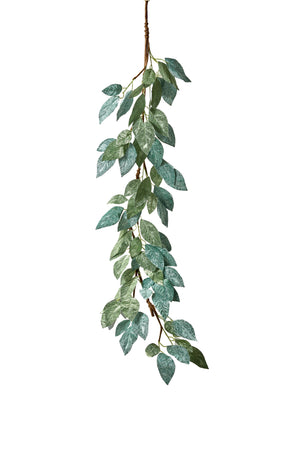 Serene Spaces Living 48in Decorative Velvet-Look Green Leaf Garland, Ornament for Holiday Decor