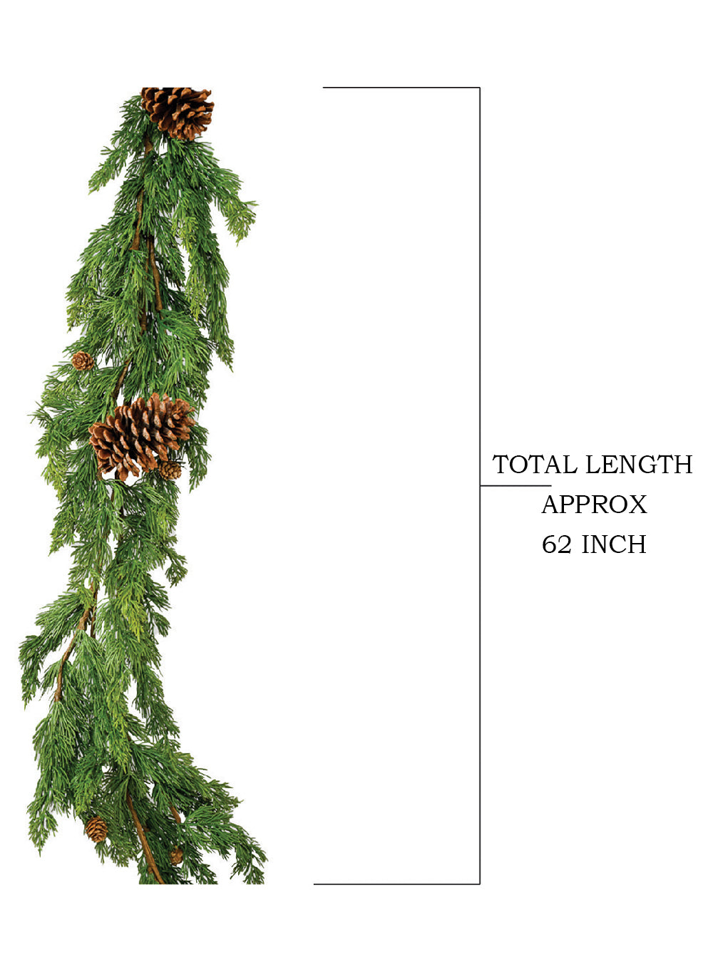 Faux Cypress Garland with Pinecones, 62" Long