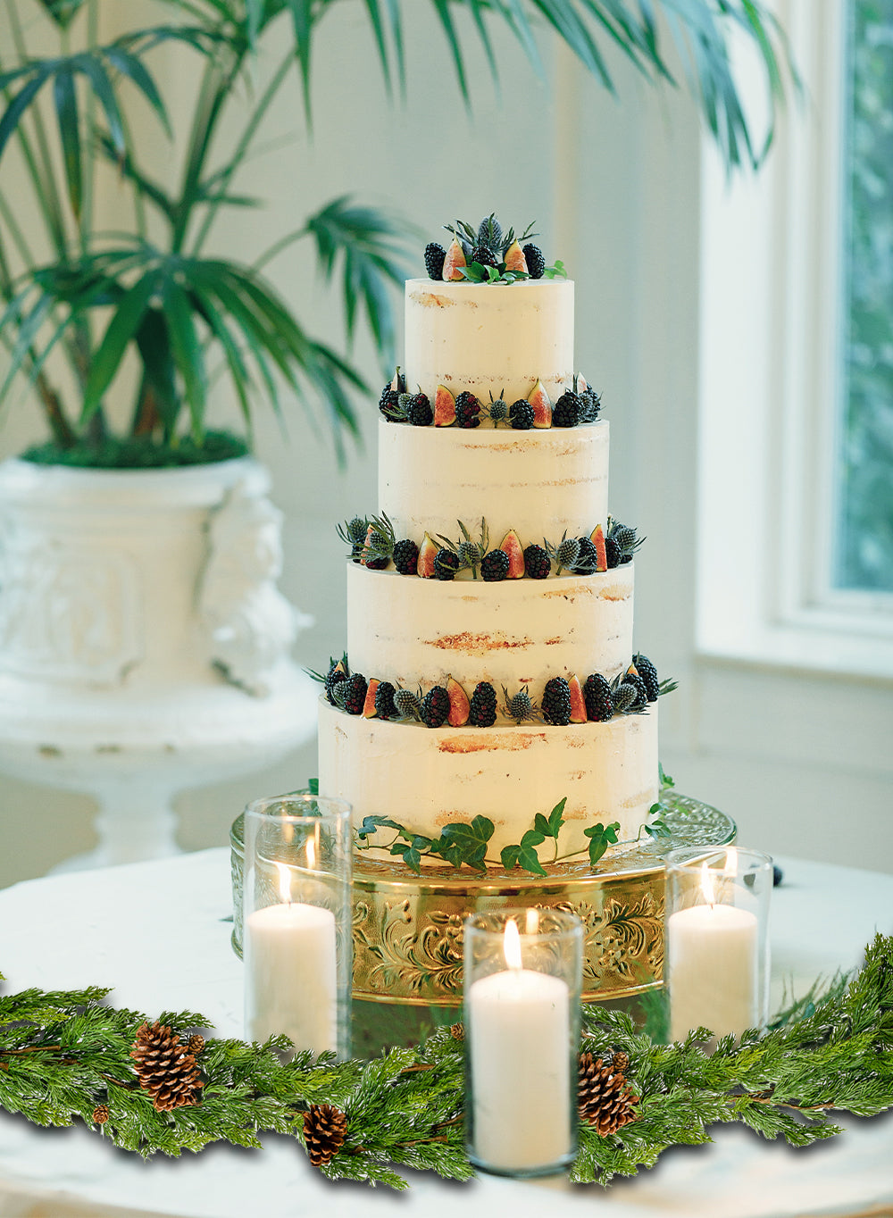 Faux Cypress Garland with Pinecones, 62" Long