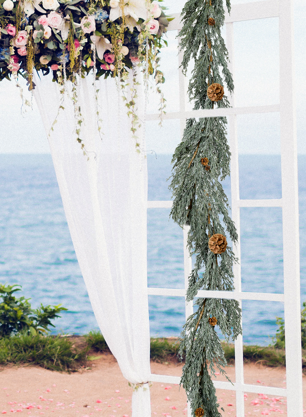 Artificial Cypress Garland With Pine Cones, In 2 Styles