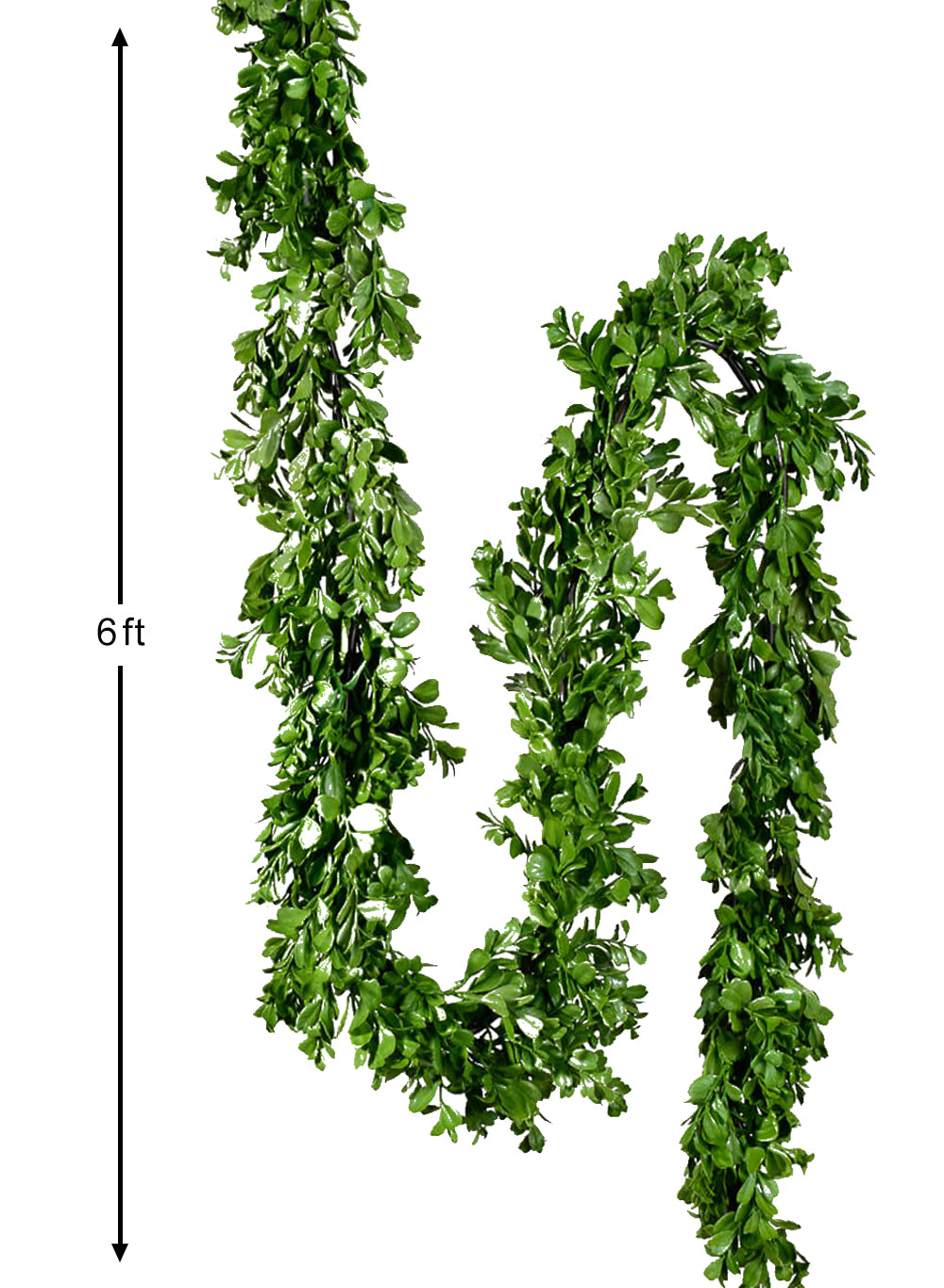 Artificial Green Boxwood Garland, 72" Long