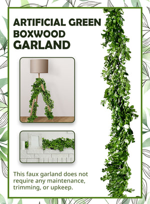 Artificial Green Boxwood Garland, 72" Long