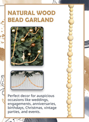 Natural Wood Bead Garland, 72" Long