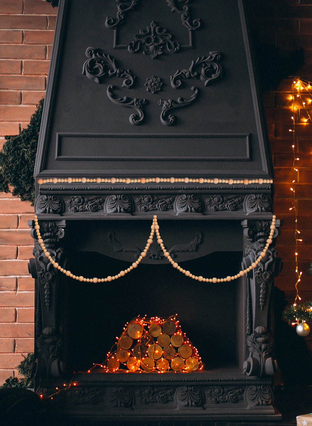 Natural Wood Bead Garland | Wreath & Garland | Serene Spaces Living