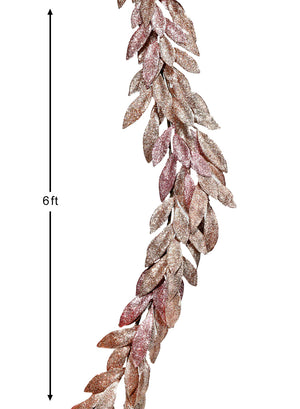 Artificial Glitter Leaf Garland, 72" Long, In 2 Colors