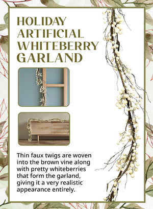 Artificial Whiteberry Garland, 72" Long